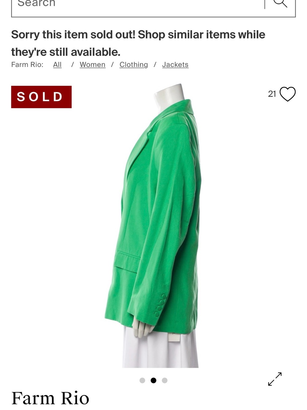 FARM Rio Vibrant Green Two-Button Blazer - Picture 5 of 15